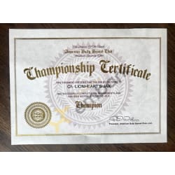 ABKC Championship Certificate
