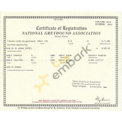 National Greyhound Association registration certificate -- scan of original