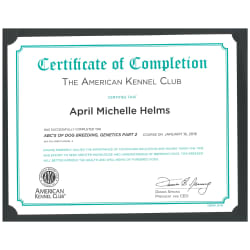 American Kennel Club Canine College Certificate (Genetics 2)