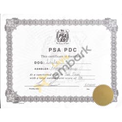 PSA: Protection Dog Certificate 