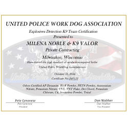 UPWDA Certified EDD K9 Team - Certificate