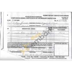 Vet Inspection Certificate