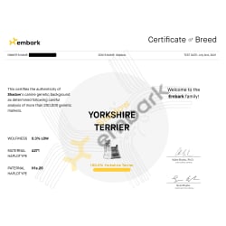Embark Certificate of Breed