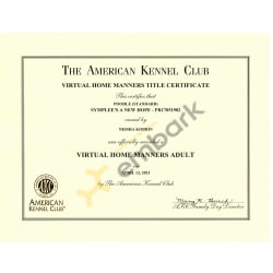 AKC Virtual Home Manners Adult Title Certificate